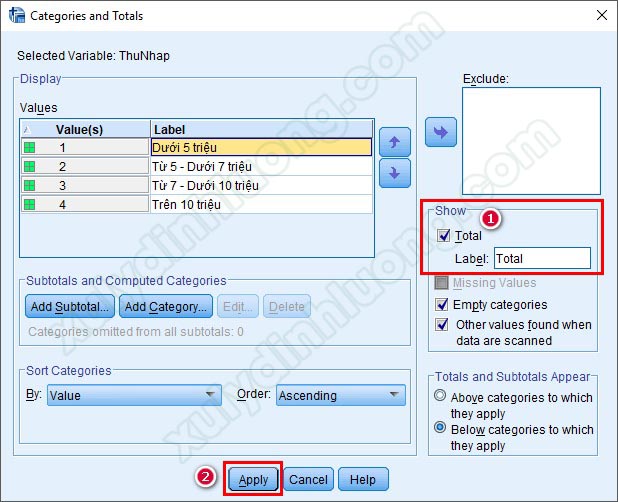 Chạy bảng kết hợp Custom Table trên SPSS