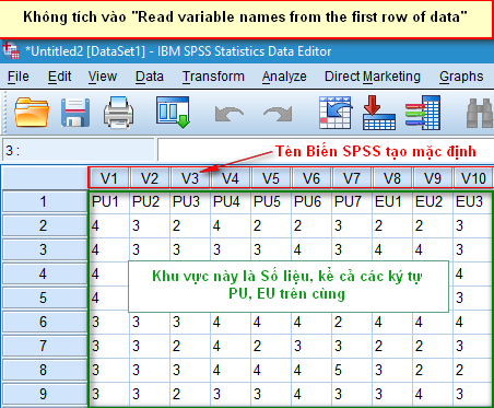 Hướng dẫn import dữ liệu Excel vào SPSS 
