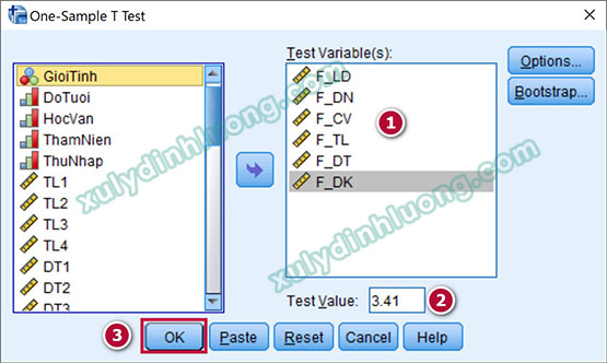 Kiểm định One-Sample T Test bằng SPSS